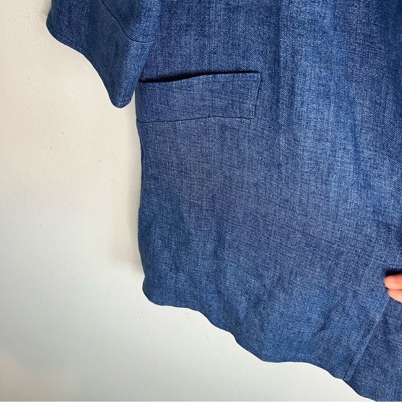 Vintage Louben Canada Linen Open Front Cardigan Blazer Blue Sz S Blue minimalist - Picture 6 of 12